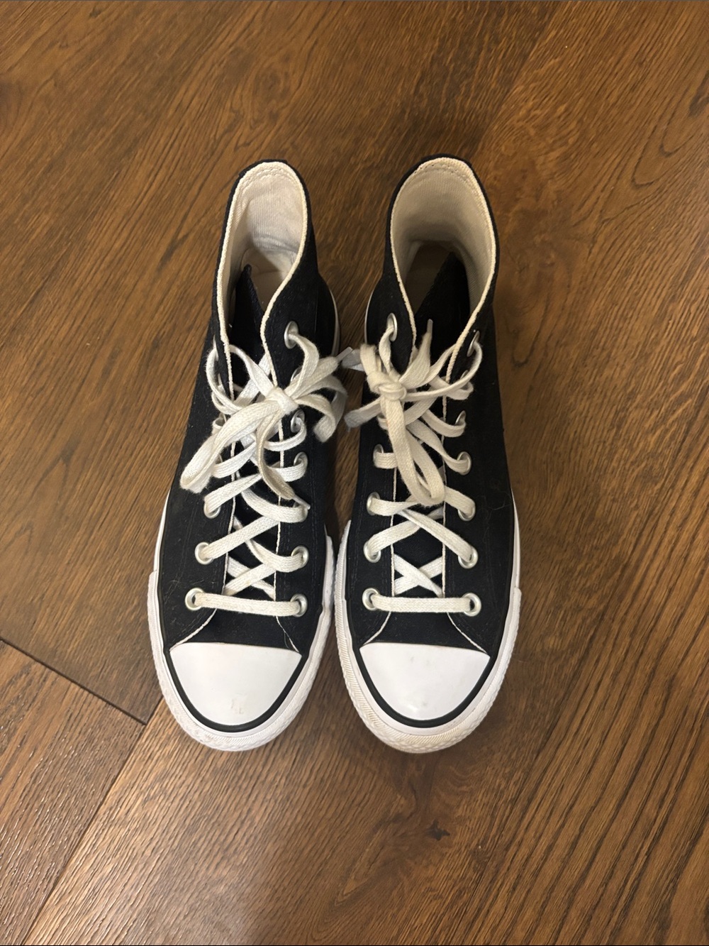 Classic Black High-Top Canvas Sneakers with White Accents